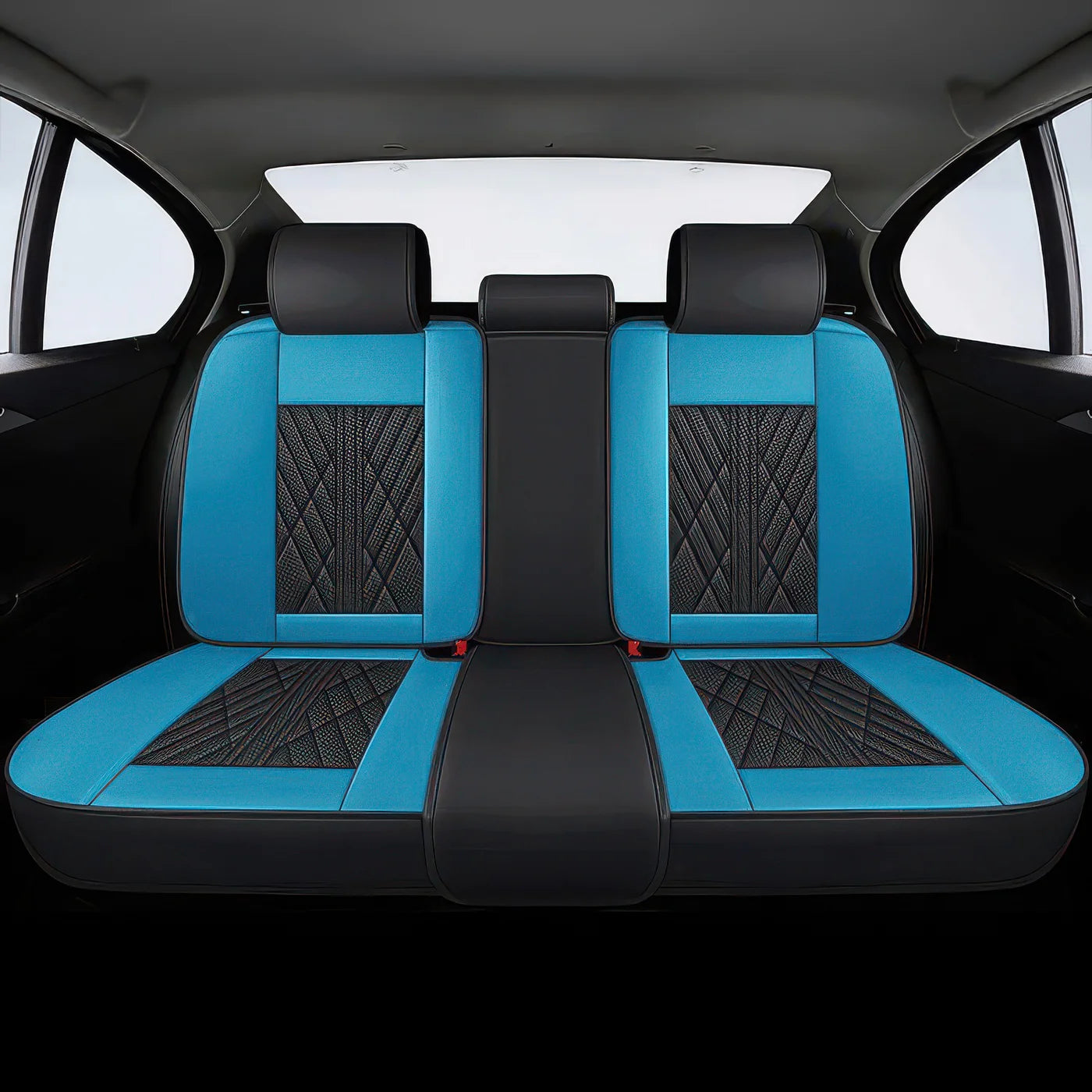 2pcs Black & Blue Prestige Car Seat Covers / Waterproof