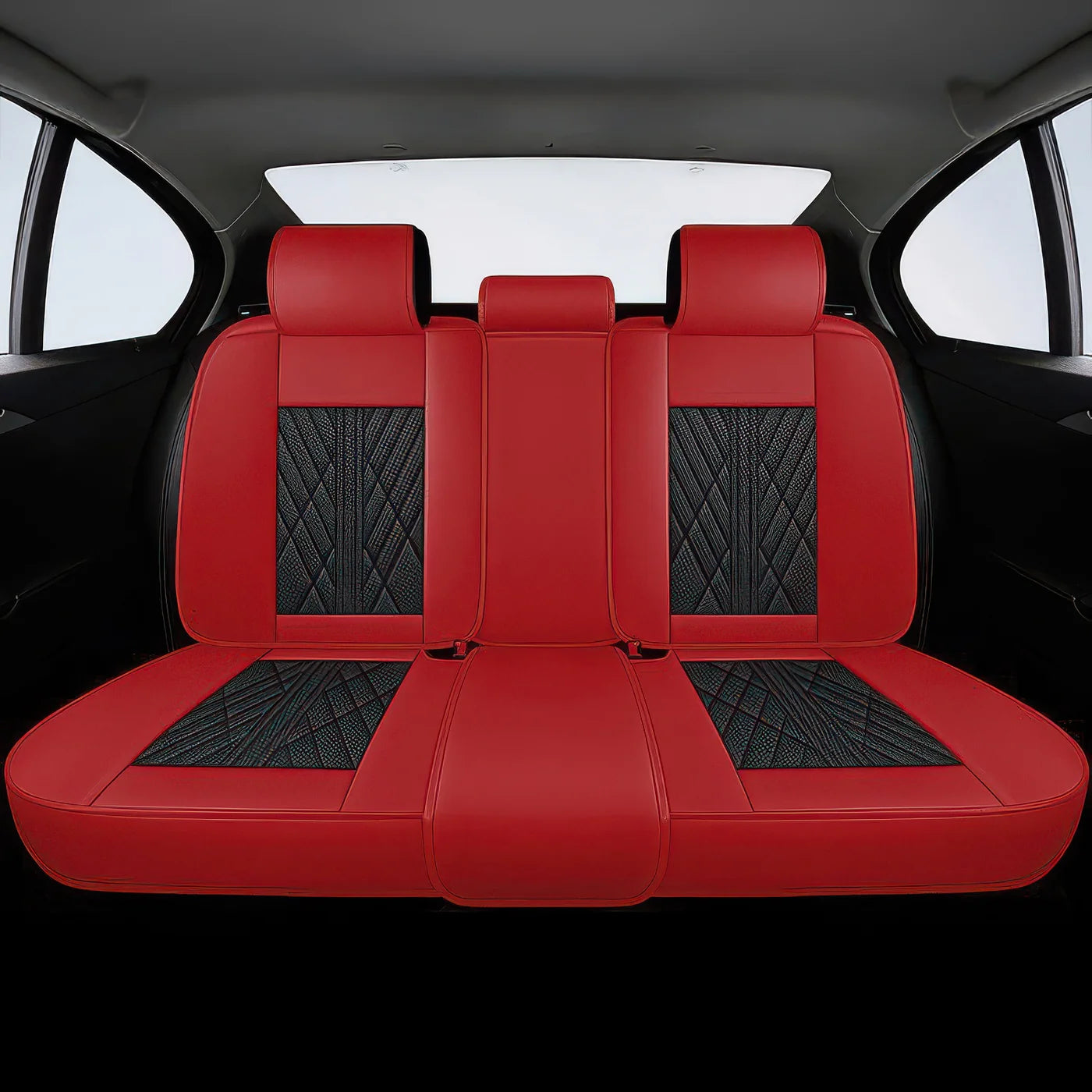 2pcs Black & Red Prestige Car Seat Covers / Waterproof