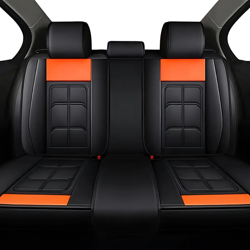 2pcs Prestige Orange Black Car Seat Covers – Premium Design for Cars & SUVs