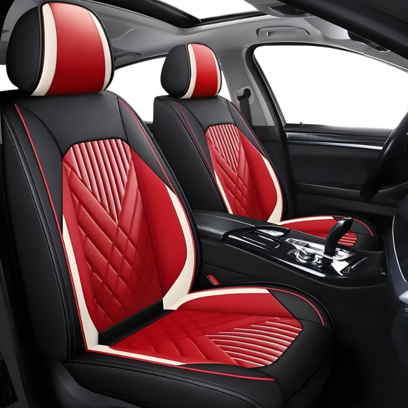 2pcs Prestige Red Black & White Car Seat Covers – Premium Design for Cars & SUVs