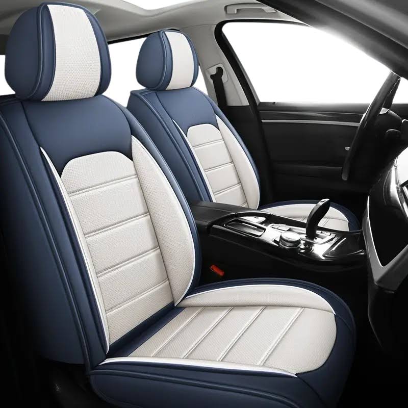 2pcs Prestige Blue White Car Seat Covers – Premium Design for Cars & SUVs