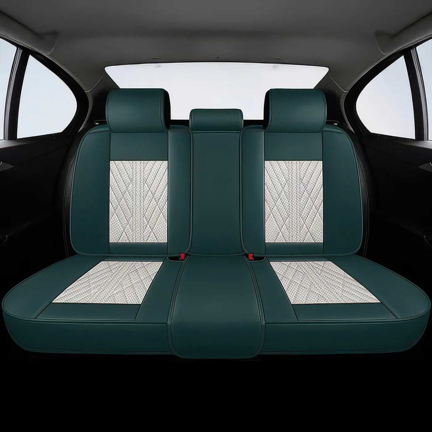 2pcs Beige & Blue Prestige Car Seat Covers / Waterproof