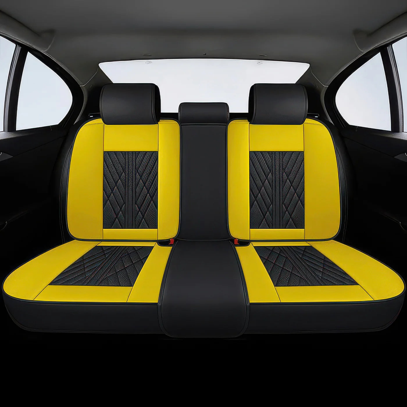 2pcs Black & Yellow Prestige Car Seat Covers / Waterproof