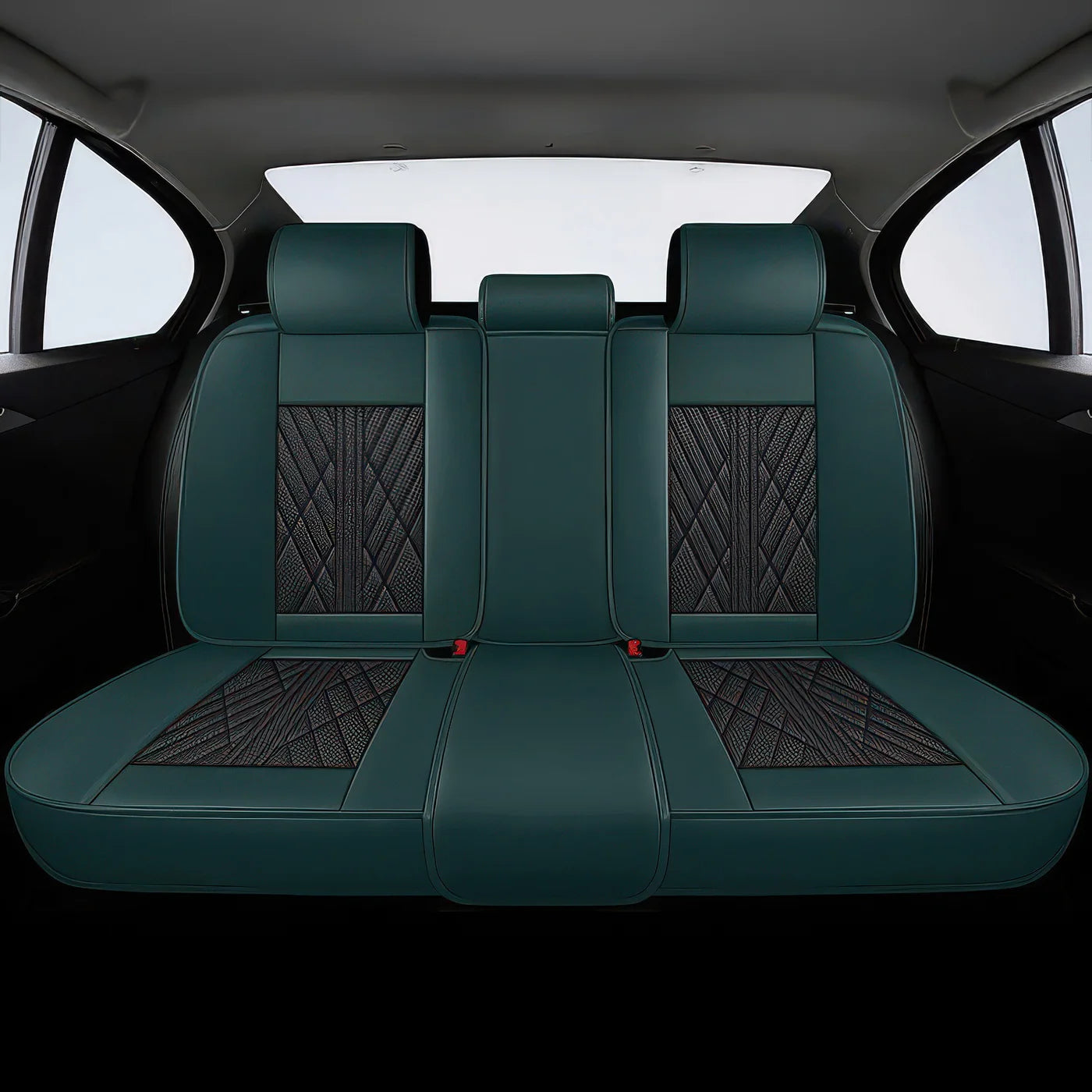 2pcs Green & Black Prestige Car Seat Covers / Waterproof