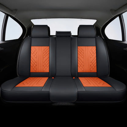 2pcs Orange & Black Prestige Car Seat Covers / Waterproof