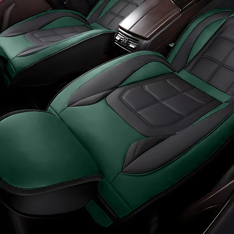 2pcs Prestige Khaki Green Car Seat Covers – Premium Design for Cars & SUVs