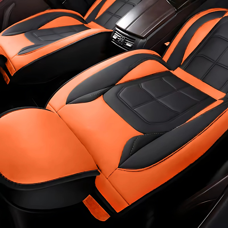 2pcs Prestige Orange Black Car Seat Covers – Premium Design for Cars & SUVs