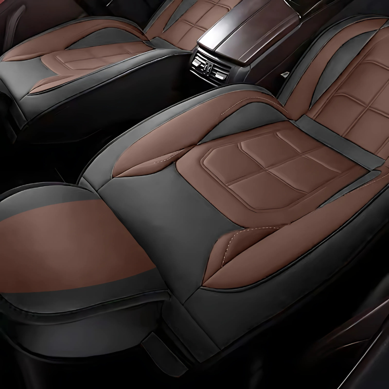 2pcs Prestige Brown Black Car Seat Covers – Premium Design for Cars & SUVs
