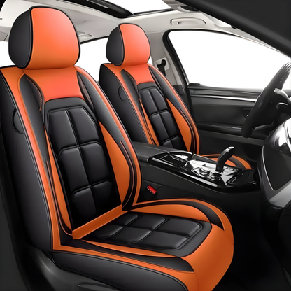 2pcs Prestige Orange Black Car Seat Covers – Premium Design for Cars & SUVs