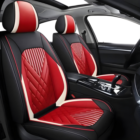 2pcs Prestige Red Black & White Car Seat Covers – Premium Design for Cars & SUVs