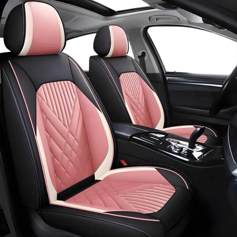 2pcs Prestige Pink Black & White Car Seat Covers – Premium Design for Cars & SUVs