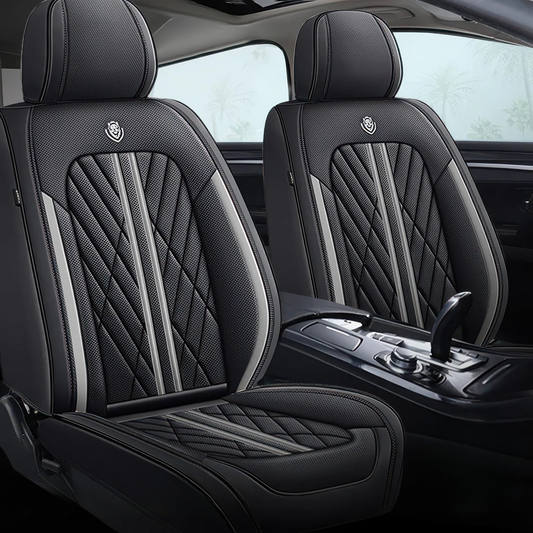 2pcs Black & Gray Prestige Car Seat Covers / Waterproof