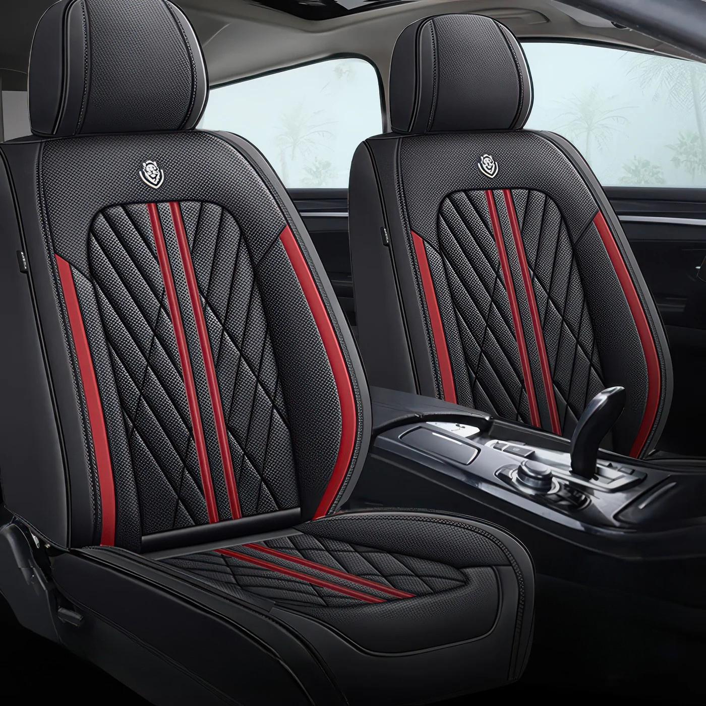 2pcs Red & Black Prestige Car Seat Covers / Waterproof