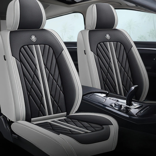 2pcs Gray & Black Prestige Car Seat Covers / Waterproof