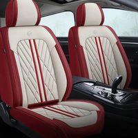2pcs Beige & Red Prestige Car Seat Covers / Waterproof