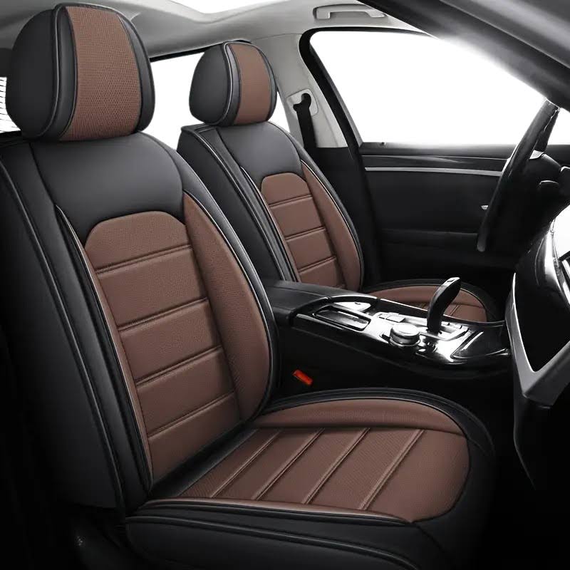 2pcs Prestige Brown Black Car Seat Covers – Premium Design for Cars & SUVs