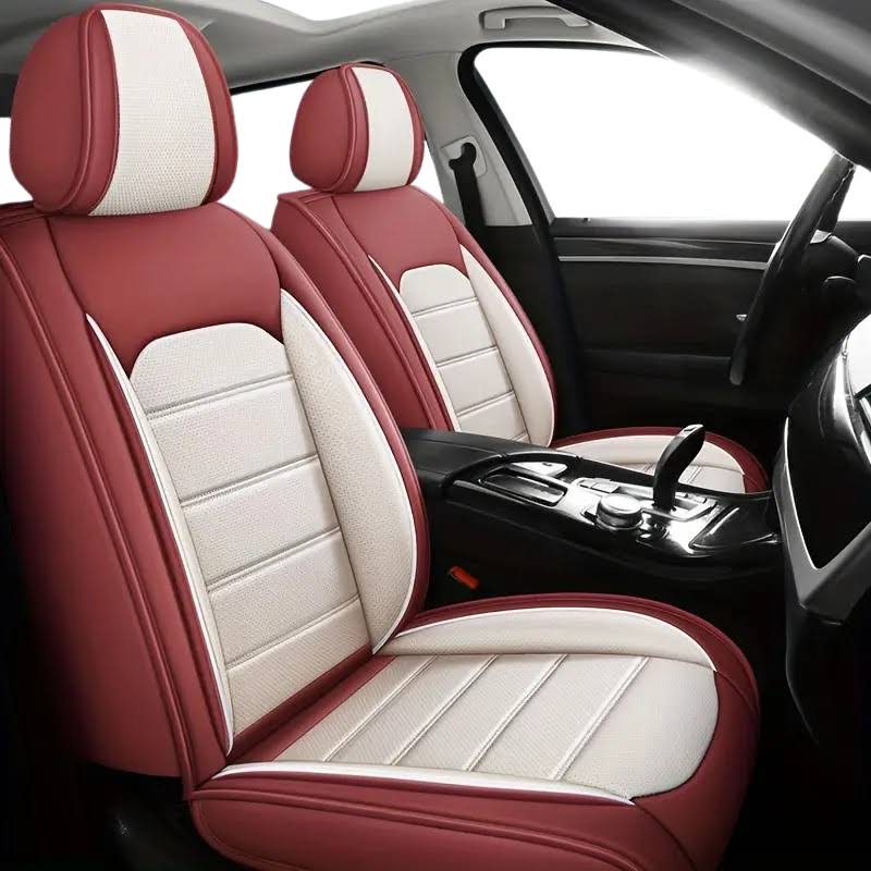 2pcs Prestige Red White Car Seat Covers – Premium Design for Cars & SUVs