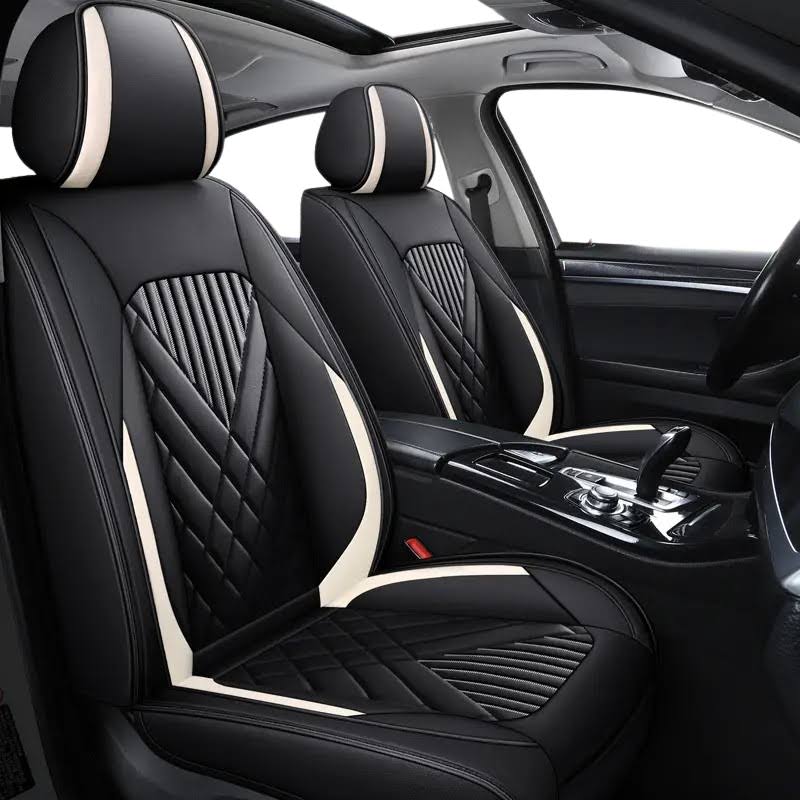 2pcs Prestige Black & White Car Seat Covers – Premium Design for Cars & SUVs